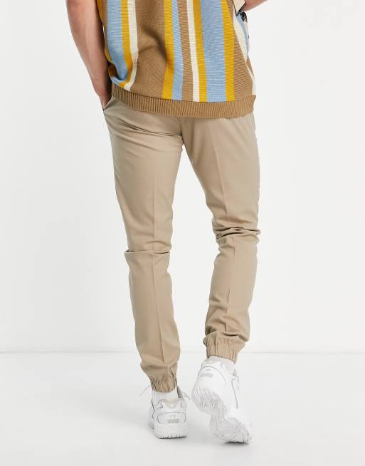 ASOS DESIGN - Beige elegante skinny-joggingbukser, 3 af 4