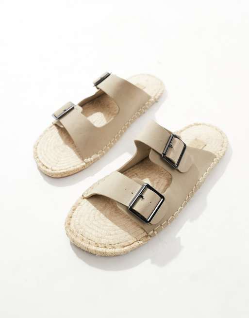 ASOS DESIGN - Beige espadriller i imiteret ruskind med spænde
