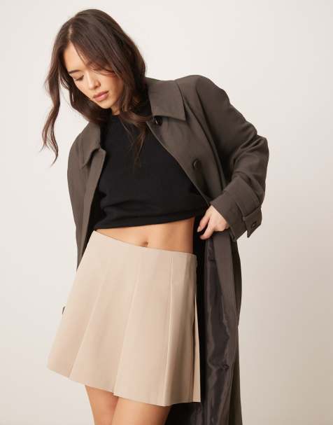 ASOS DESIGN – Beige, figursydd minikjol med veck - view 1
