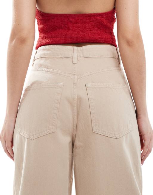 ASOS DESIGN – Beige, figursydda jeans med barrelben, 4 av 5