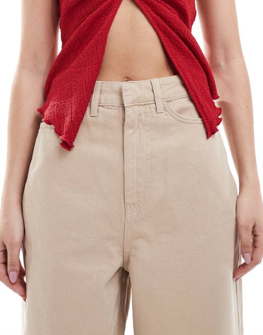 ASOS DESIGN – Beige, figursydda jeans med barrelben, 5 av 5