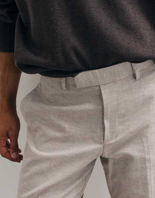 ASOS DESIGN – Beige, figursydda shorts i linnerikt tyg och regular fit med mikrotextur, 5 av 5