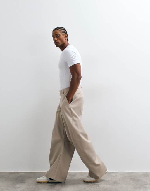 ASOS DESIGN – Beige finbyxor med barrelben, 2 av 5