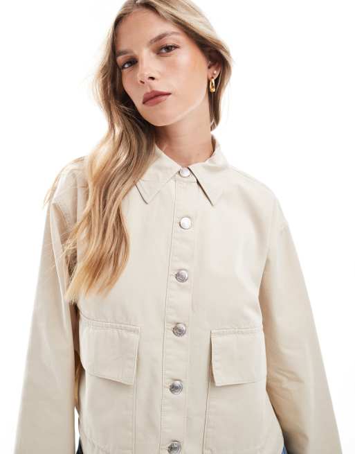 ASOS DESIGN - Beige firkantet jakke i denim