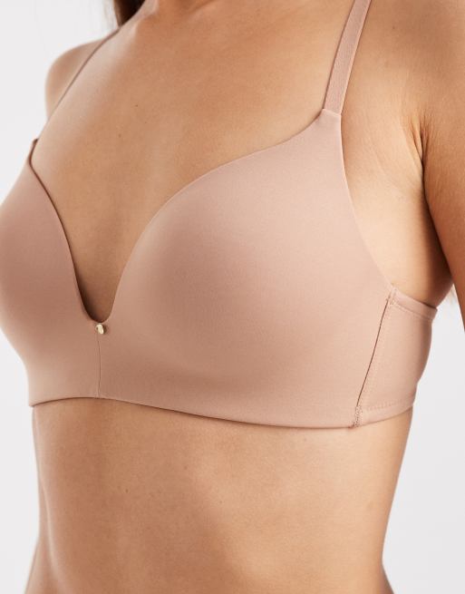 ASOS DESIGN - Beige formstøbt polstret BH uden bøjle med charm-detalje og prægede stropper, 2 af 4