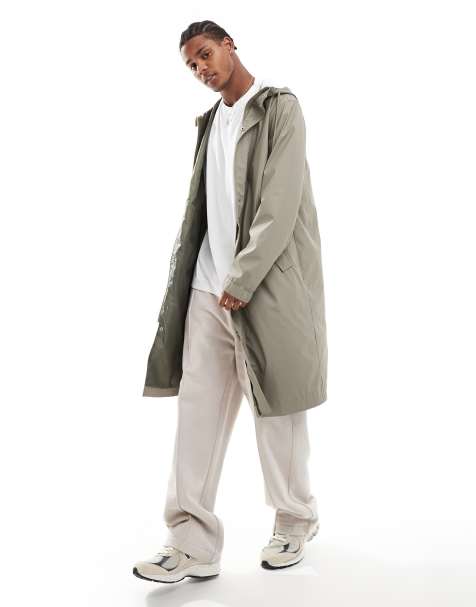 ASOS DESIGN – Beige, gummerad vindjacka i lång modell - view 1