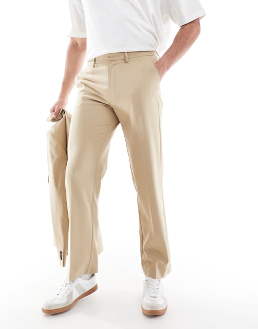 ASOS DESIGN - Beige habitbukser med lige ben, 2 af 5