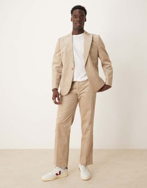 ASOS DESIGN - Beige habitsæt i almindelig pasform i fløjl - view 1