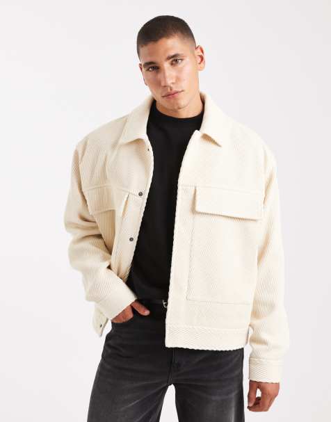 ASOS DESIGN – Beige Harrington-jacka i ullimitation - view 1