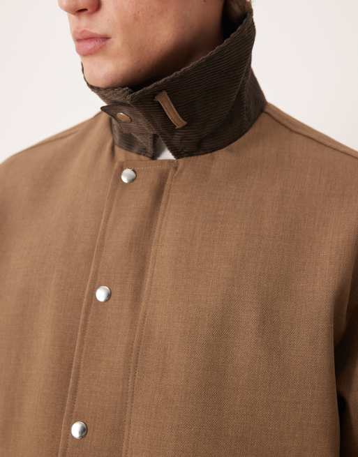 ASOS DESIGN – Beige harrington-jacka med kontrastfärgad krage, 5 av 5