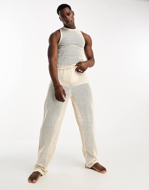 ASOS DESIGN - Beige hæklet lounge-sæt