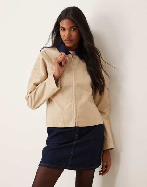 ASOS DESIGN – Beige jacka i canvas med kontrasterande krage - view 1