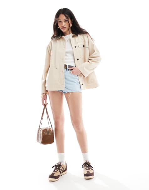 ASOS DESIGN - Beige jakke med fløjlskrave - view 1