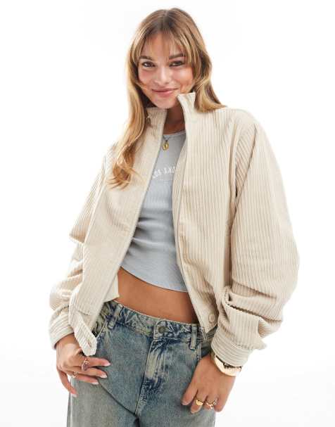 ASOS DESIGN - Beige jakke med i jernbanefløjl med ståkrave - view 1