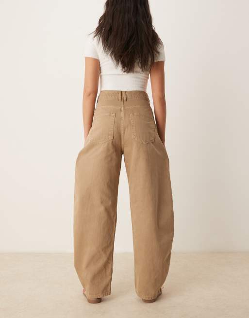 ASOS DESIGN – Beige jeans med hög midja och barrelben, 3 av 5
