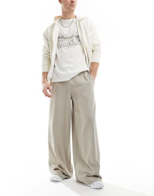 FhyzicsShops DESIGN - Beige joggingbukser med super vide ben