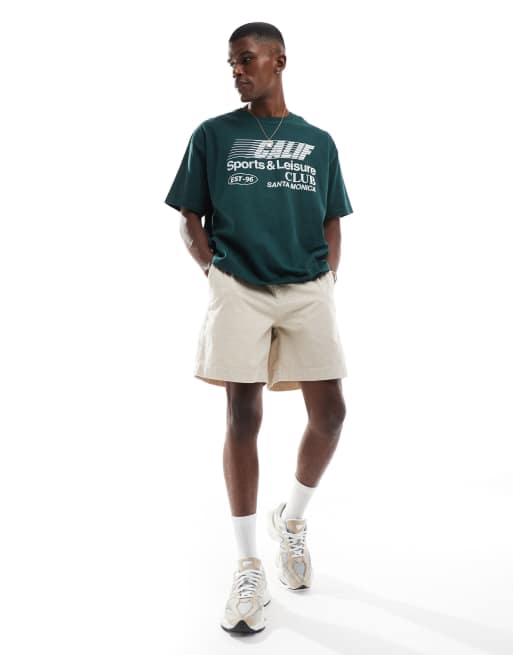 ASOS DESIGN - Beige jorts i fløjl med mærkedetalje