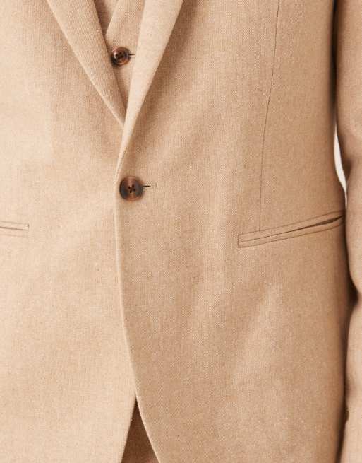 ASOS DESIGN – Beige kavaj i yllemix med smal passform, del av kostym, 4 av 5