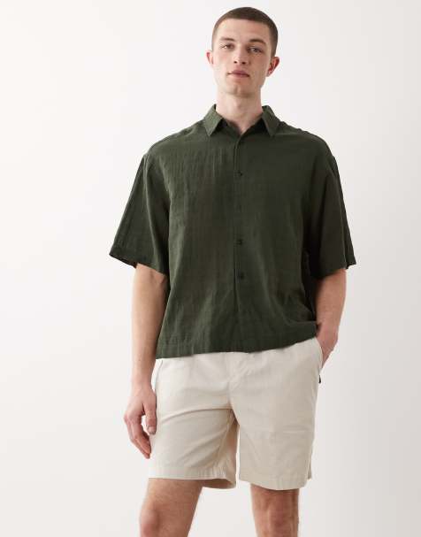 ASOS DESIGN – Beige, korta shorts i linnemix - view 1