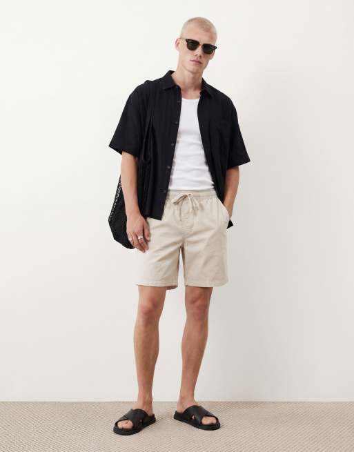 ASOS DESIGN – Beige, korta shorts i linnemix, 2 av 5
