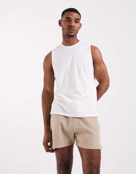 ASOS DESIGN – Beige, korta shorts i oversized fit med bubblig, fiskbenstextur - view 1