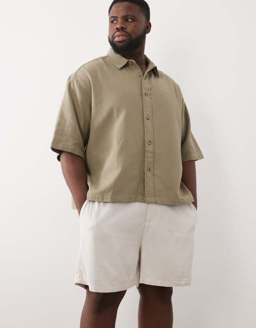 ASOS DESIGN – Beige, korta, vida shorts i linnemix, 2 av 6