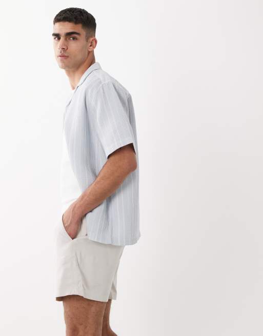ASOS DESIGN – Beige, korta, vida shorts i linnemix, 3 av 6