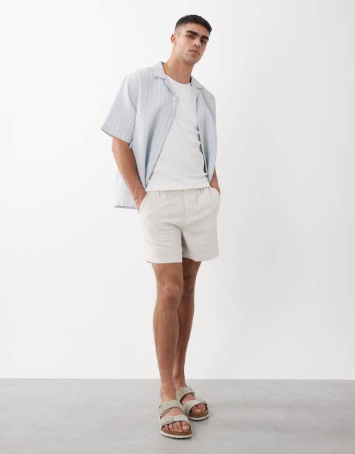 ASOS DESIGN – Beige, korta, vida shorts i linnemix, 4 av 6