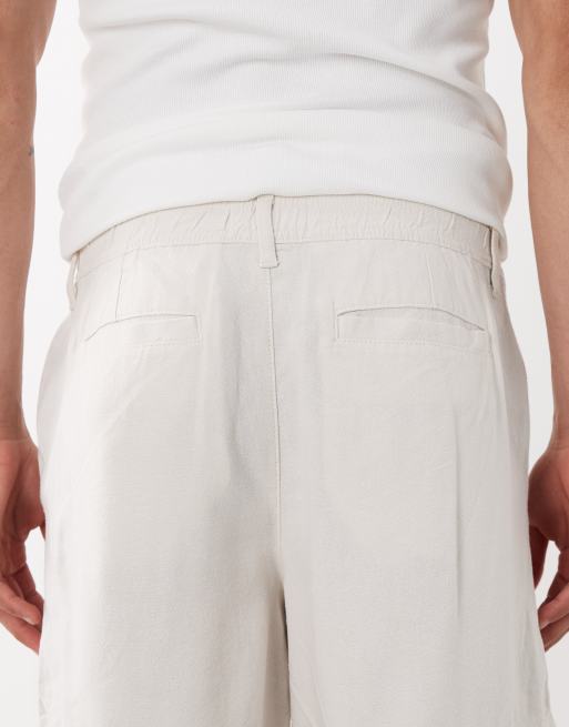 ASOS DESIGN – Beige, korta, vida shorts i linnemix, 6 av 6