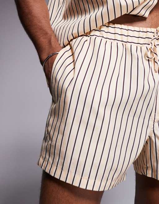 ASOS DESIGN - Beige korte shorts med brune striber - Del af sæt , 5 af 5