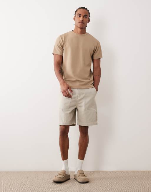 ASOS DESIGN – Beige, kraftig t-shirt med rund halsringning och fin struktur , 2 av 5