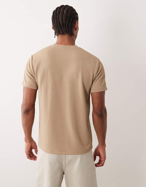 ASOS DESIGN – Beige, kraftig t-shirt med rund halsringning och fin struktur , 3 av 5
