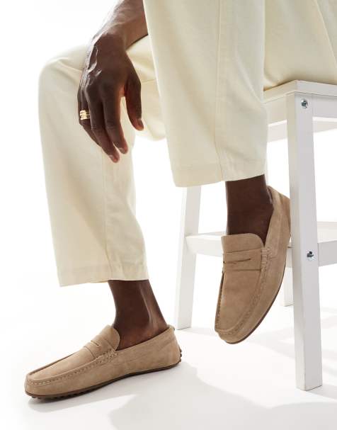 ASOS DESIGN - Beige køremokkasiner i ruskind - view 1