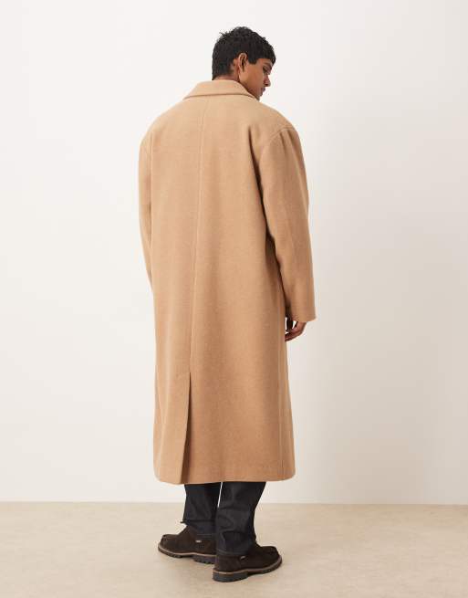 ASOS DESIGN – Beige, lång ytterrock i oversize av ylletyg, 2 av 5