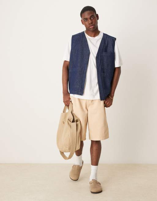 ASOS DESIGN – Beige, långa jorts med plissering