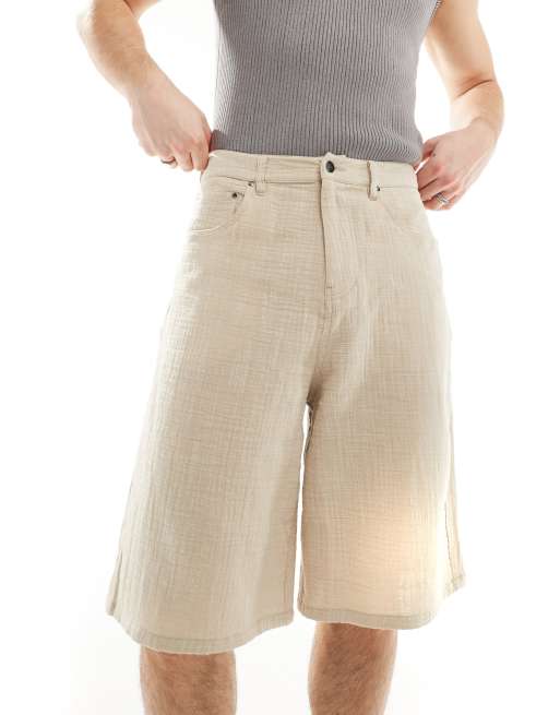 ASOS DESIGN - Beige lange shorts med tekstur, 2 af 5