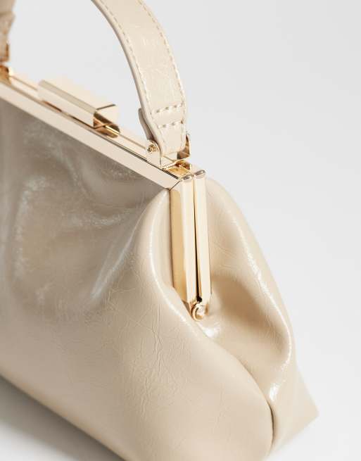 ASOS DESIGN - Beige lille tekstureret clutch-taske med taskebøjle, 3 af 4