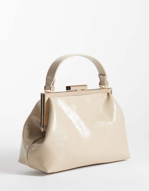 ASOS DESIGN - Beige lille tekstureret clutch-taske med taskebøjle, 4 af 4