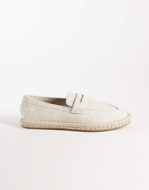 ASOS DESIGN – Beige loafers-espadrillos i linnetyg - view 1