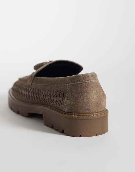 ASOS DESIGN - Beige loafers i ruskindsflet med kvaster og rillet sål, 4 af 4