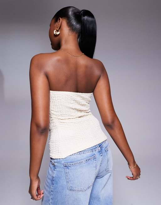 ASOS DESIGN - Beige longline-top med bandeau-snit og tekstur, 4 af 4