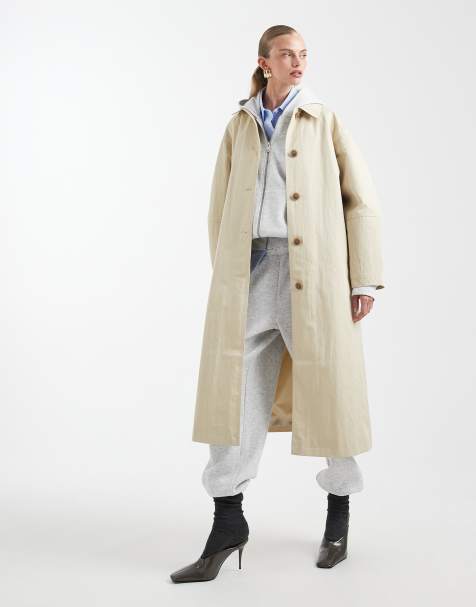 ASOS DESIGN - Beige longline-trenchcoat med plisserede detaljer - view 1