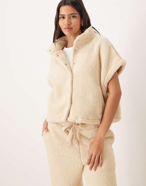 ASOS DESIGN - Beige loungevest i blød fleece - view 1