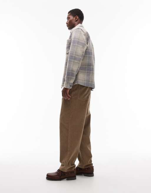 ASOS DESIGN – Beige manchesterbyxor i oversize med avsmalnande passform och dra på-design, 3 av 5