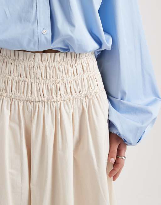 ASOS DESIGN - Beige maxinederdel med rynket talje, 2 af 5