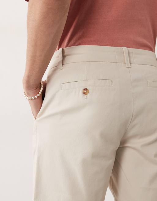 ASOS DESIGN – Beige, medellånga chinosshorts med smal passform, 4 av 7