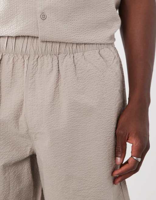ASOS DESIGN – Beige, medellånga shorts i bäckebölja, del av set, 5 av 6
