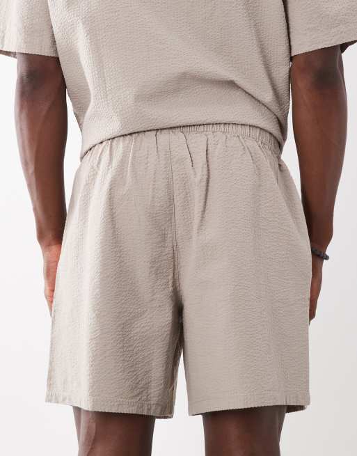 ASOS DESIGN – Beige, medellånga shorts i bäckebölja, del av set, 6 av 6