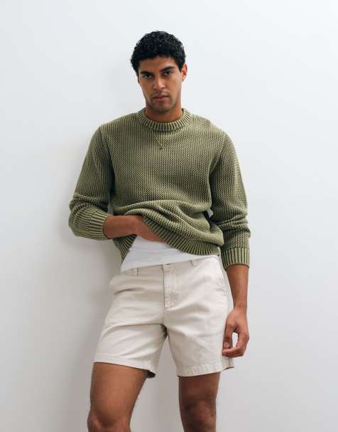 ASOS DESIGN - Beige mellemlange slim-chinoshorts - view 1