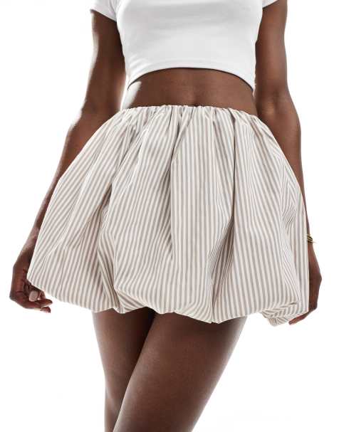ASOS DESIGN - Beige mini-ballonnederdel med striber - view 1